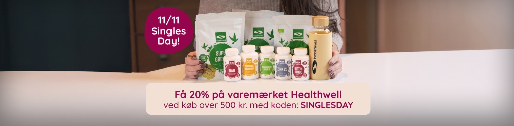Singles Day - Kb for 500 kr fra varemrket Healthwell, f 20 %